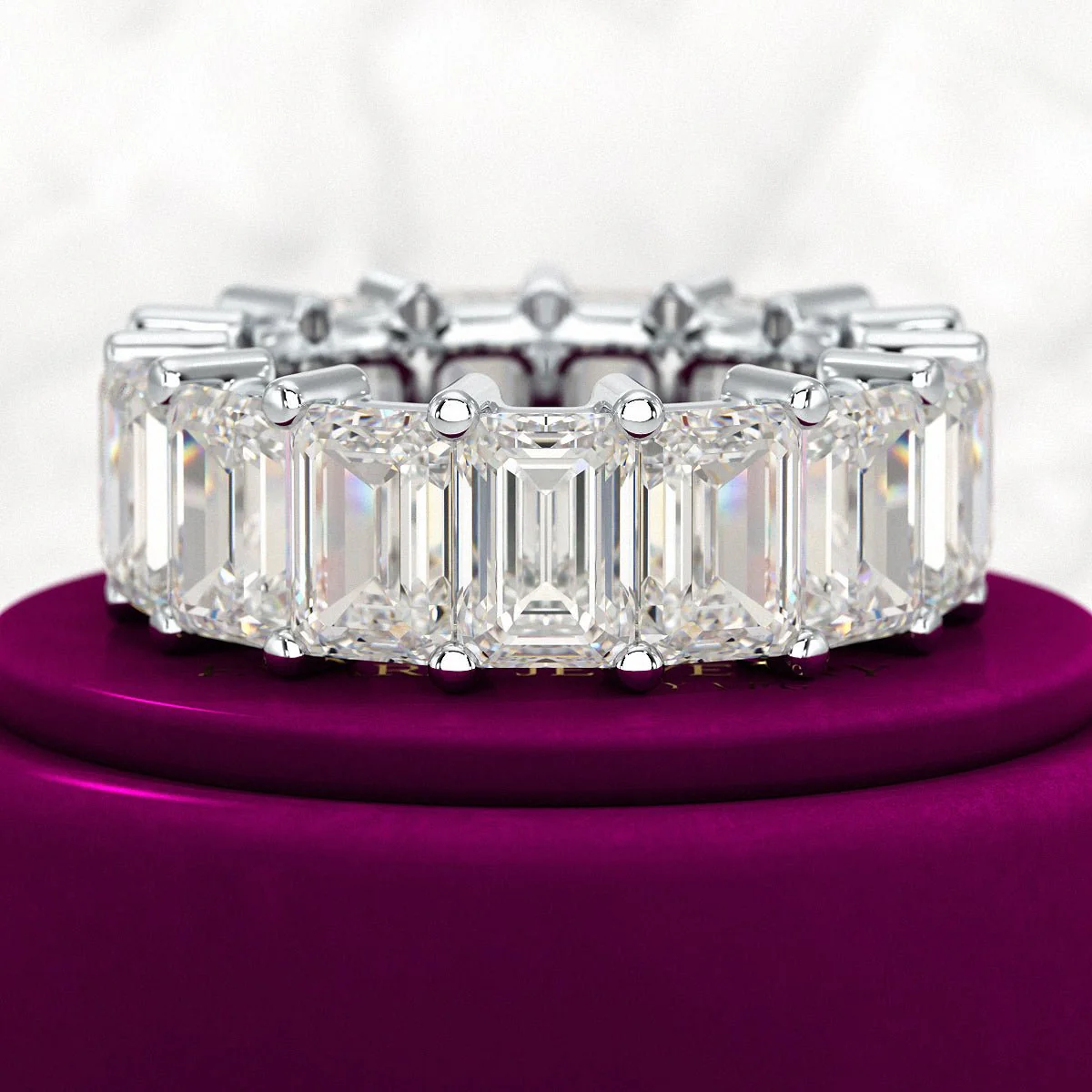 12 Carat Emerald Cut Lab Grown Diamond Eternity Band - Image 10