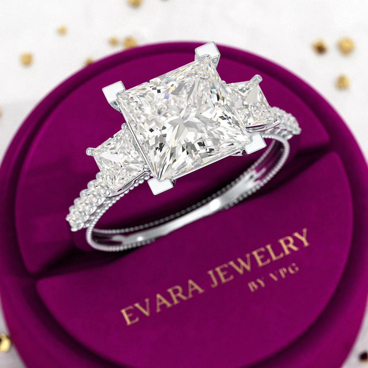 3 Carat Princess Cut Lab Grown Diamond Wedding Ring - Image 10