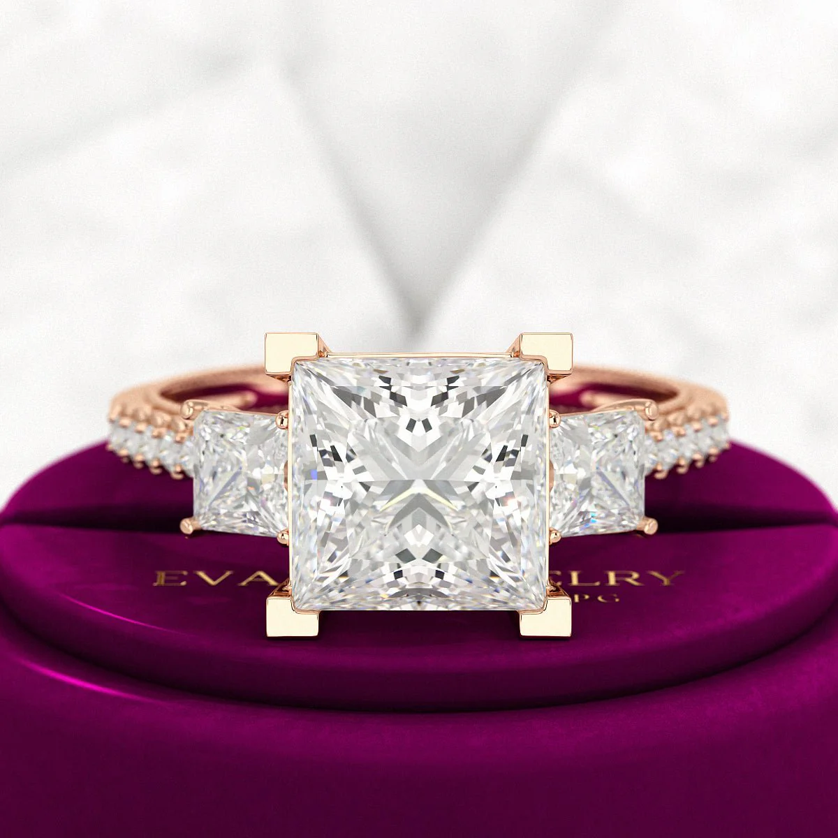 3 Carat Princess Cut Lab Grown Diamond Wedding Ring - Image 7