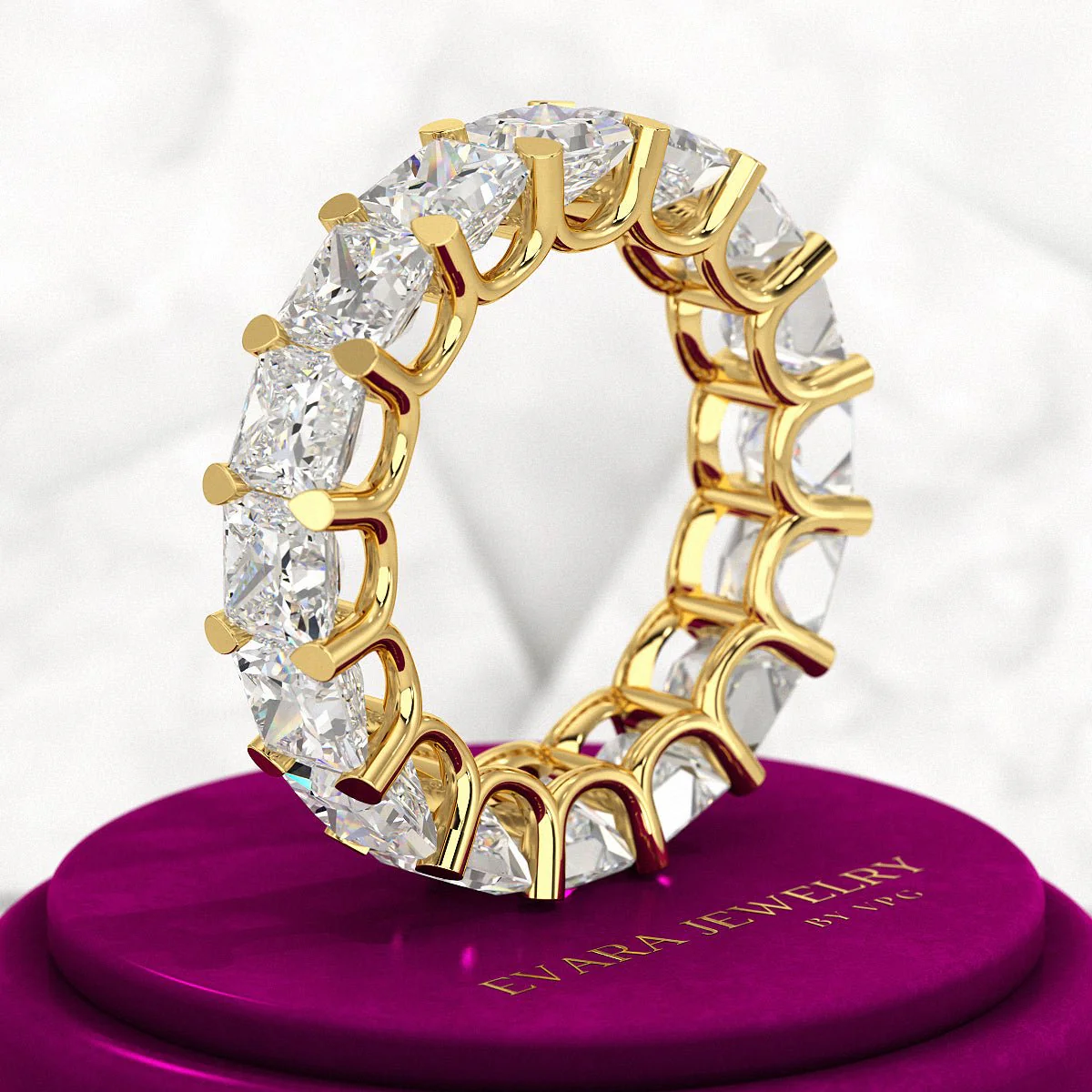 9.40 Carats Princess Cut Lab Grown Diamond Eternity Band - Image 4