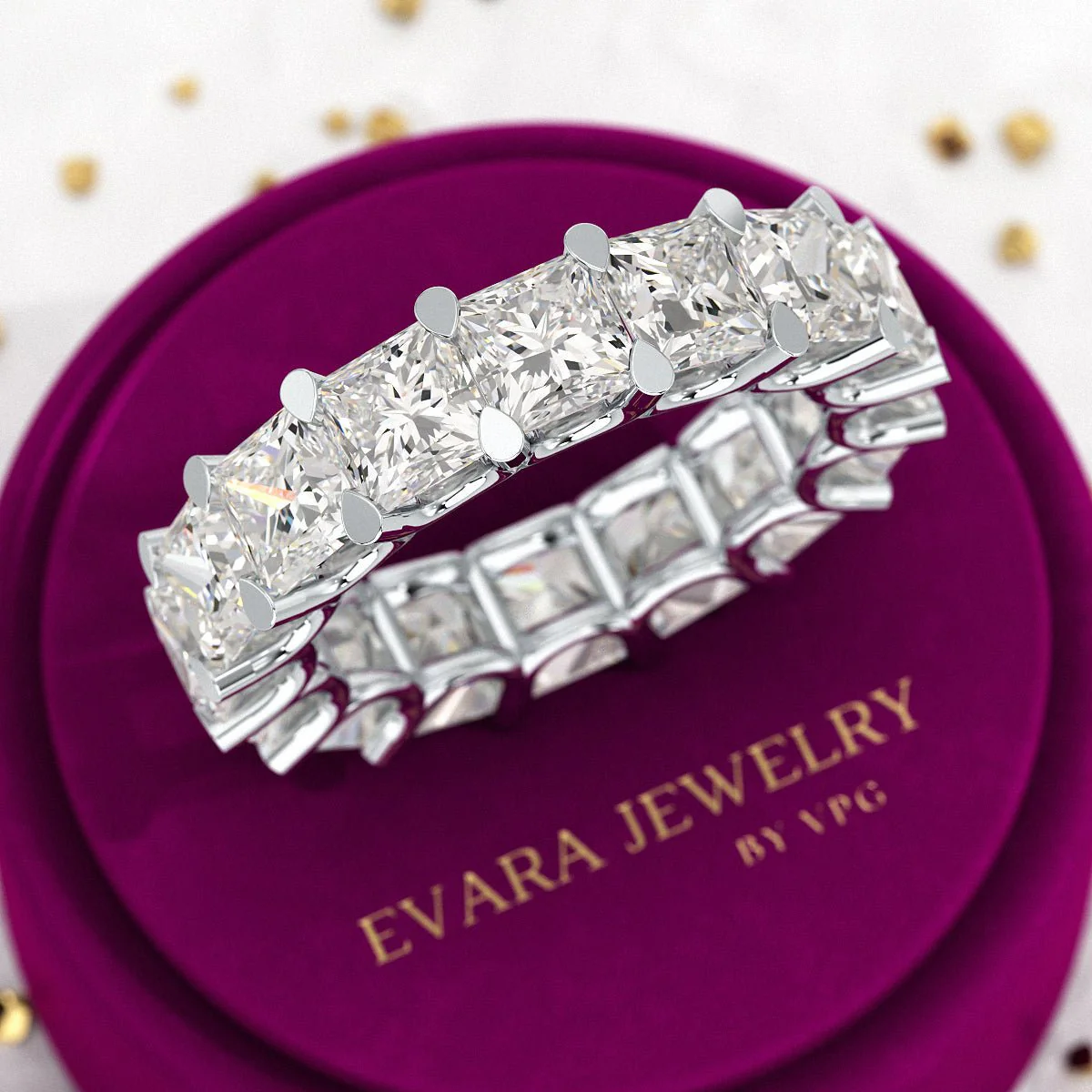9.40 Carats Princess Cut Lab Grown Diamond Eternity Band - Image 7