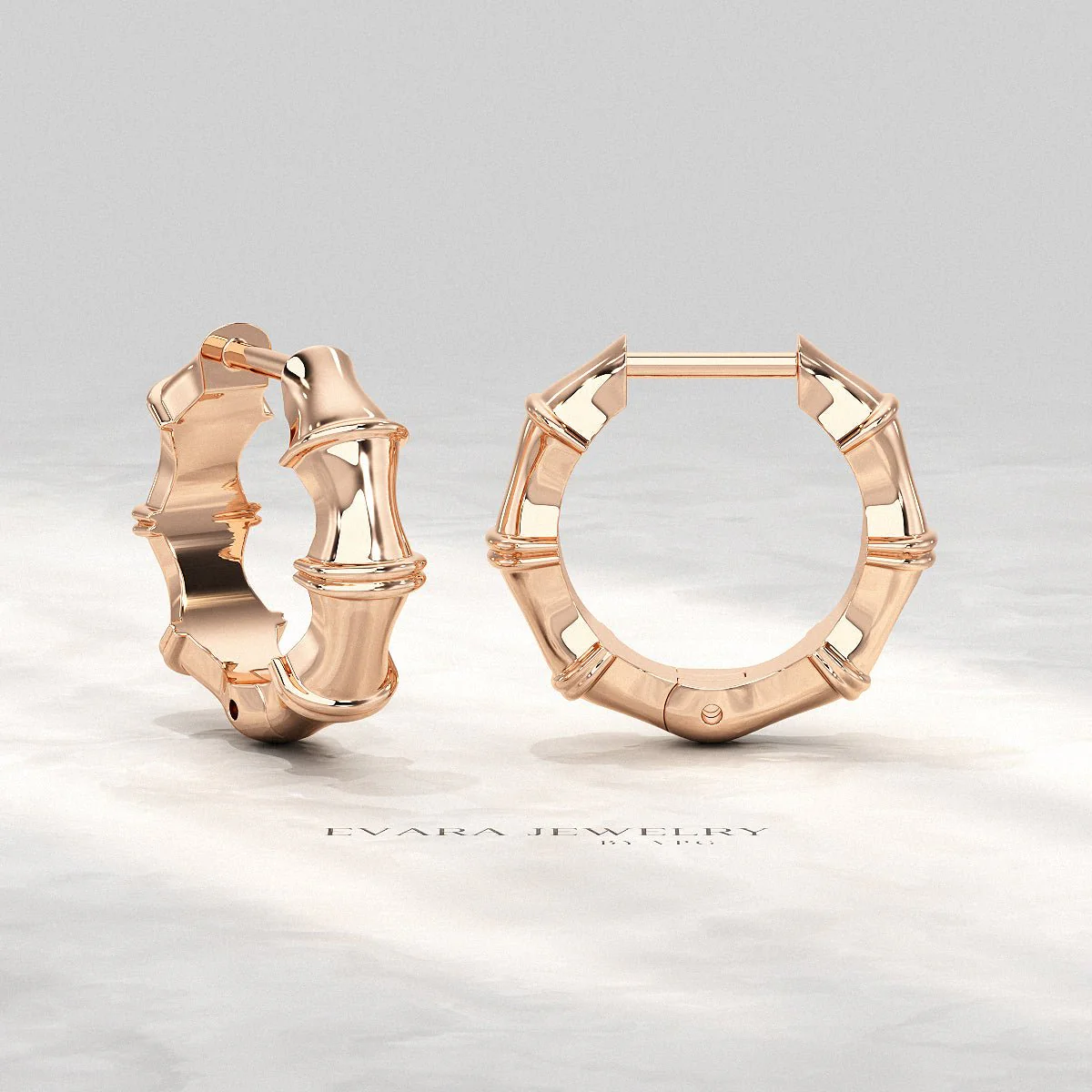 Bamboo Inspired Gold Hoop Earrings - Image 13