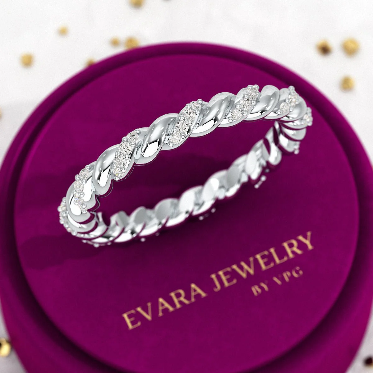 Diamond Stacking Band Ring with Brilliant Cut Round Lab Grown Diamonds - Image 9